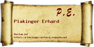 Plakinger Erhard névjegykártya